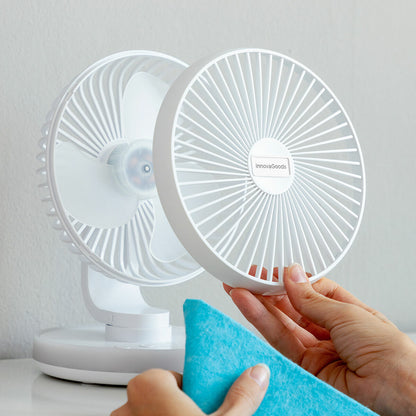 Rechargeable Desk Fan with LED FanLed InnovaGoods Ø6,6'' 4000 mAh