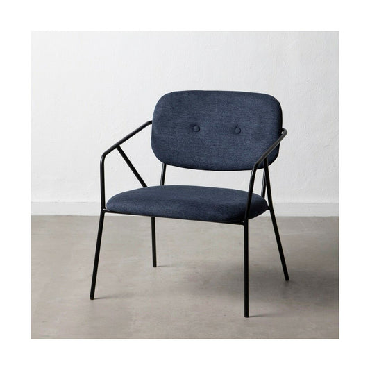 Chair with Armrests 60,5 x 56 x 75 cm Synthetic Fabric Blue Metal