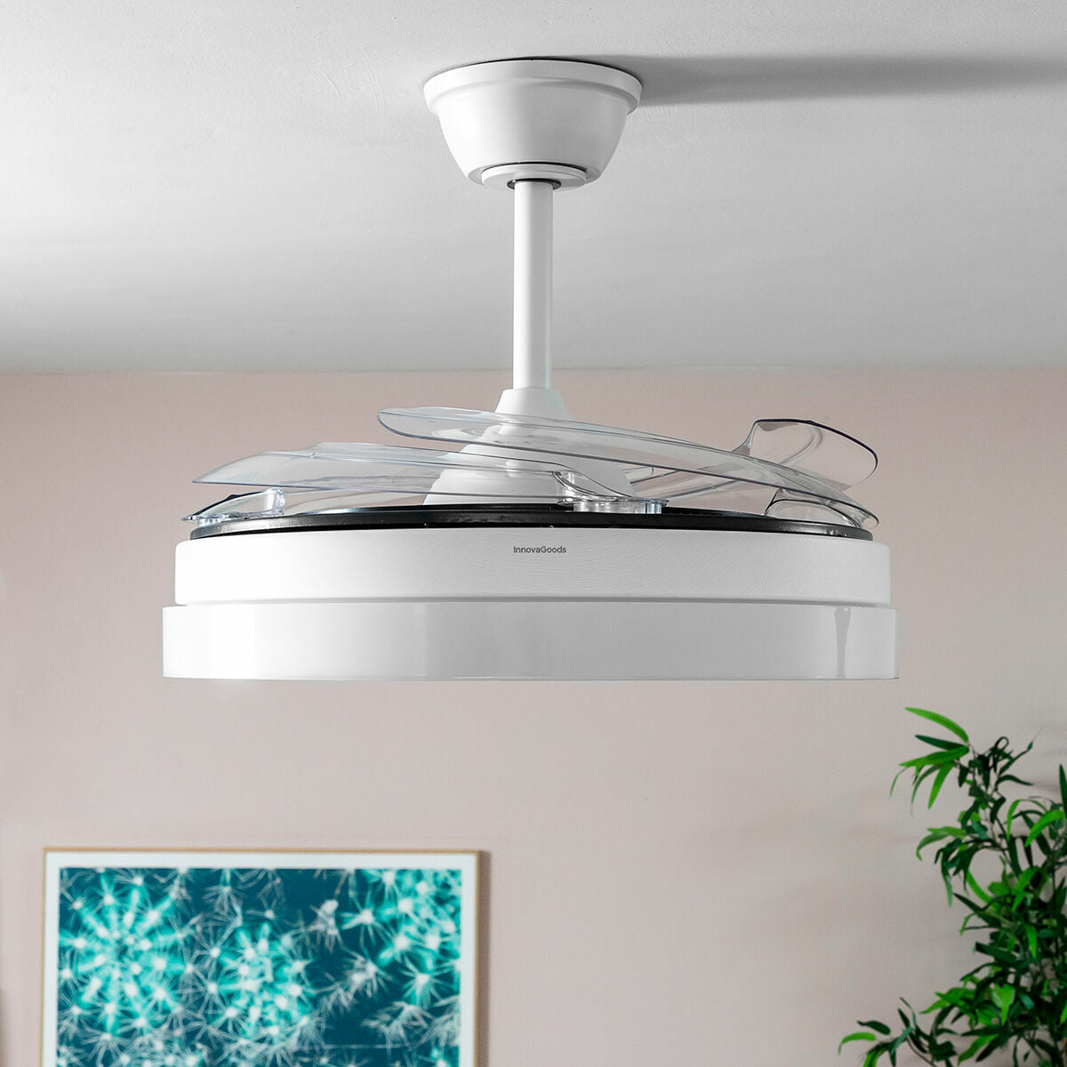 LED Ceiling Fan with 4 Retractable Blades Blalefan InnovaGoods White 72 W