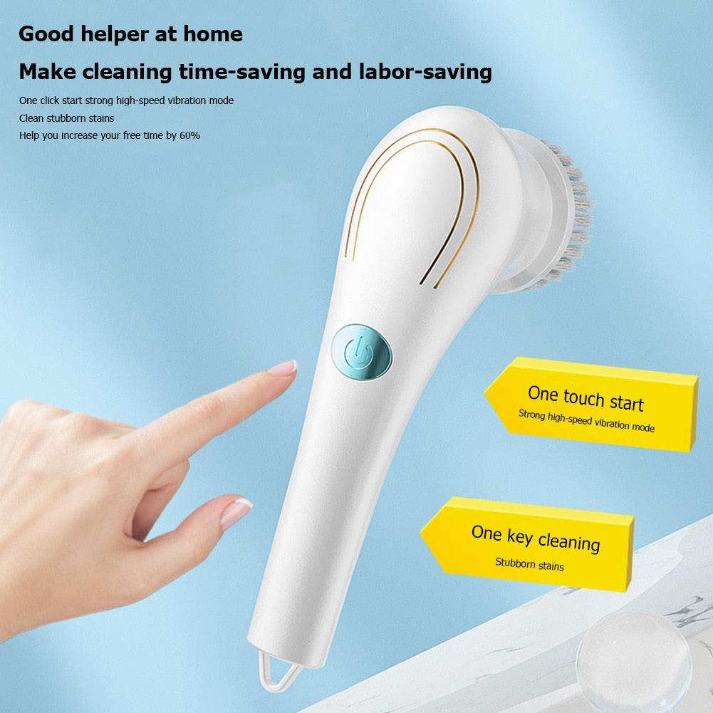 5-in-1Multifunctional Electric Cleaning Brush usb charging Bathroom Wash Brush Kitchen Cleaning Tool Dishwashing Brush Bathtub - yokefinds.ie