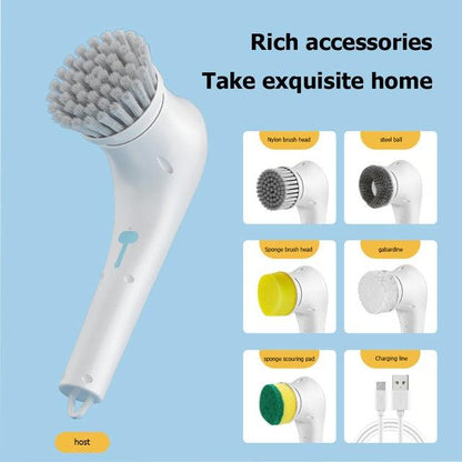 5-in-1Multifunctional Electric Cleaning Brush usb charging Bathroom Wash Brush Kitchen Cleaning Tool Dishwashing Brush Bathtub - yokefinds.ie