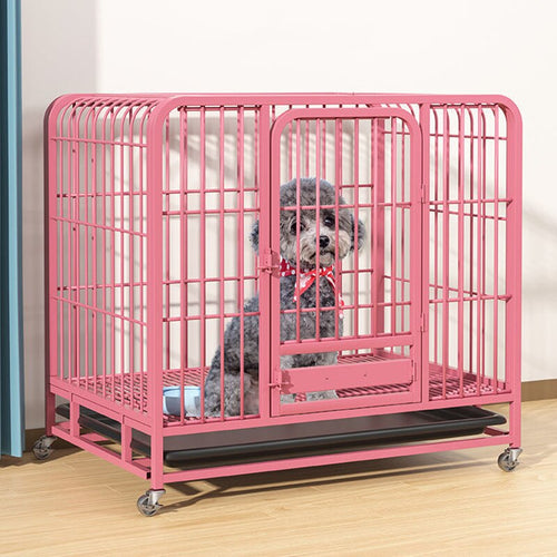 61X58X45CM Assembled Metal Dog Kennel with Wheels Indoor Small Animals Security Cage Under 10kg Pet Playpen Fences With Gate - YOKE FINDS 🇮🇪 IE 