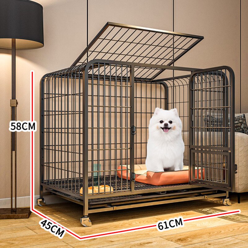 61X58X45CM Assembled Metal Dog Kennel with Wheels Indoor Small Animals Security Cage Under 10kg Pet Playpen Fences With Gate - YOKE FINDS 🇮🇪 IE 