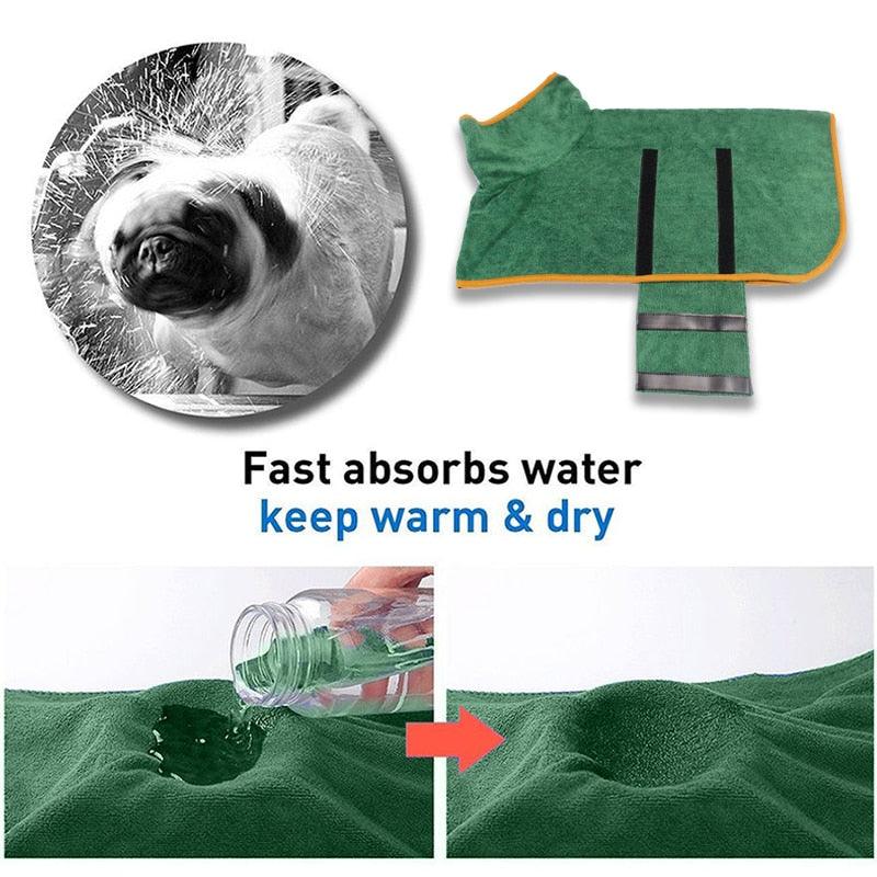 Microfiber Absorbent Pet Drying Coat - yokefinds.ie