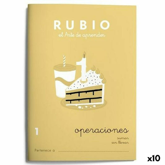 Maths exercise book Rubio Nº1 A5 Spanish 20 Sheets (10 Units)