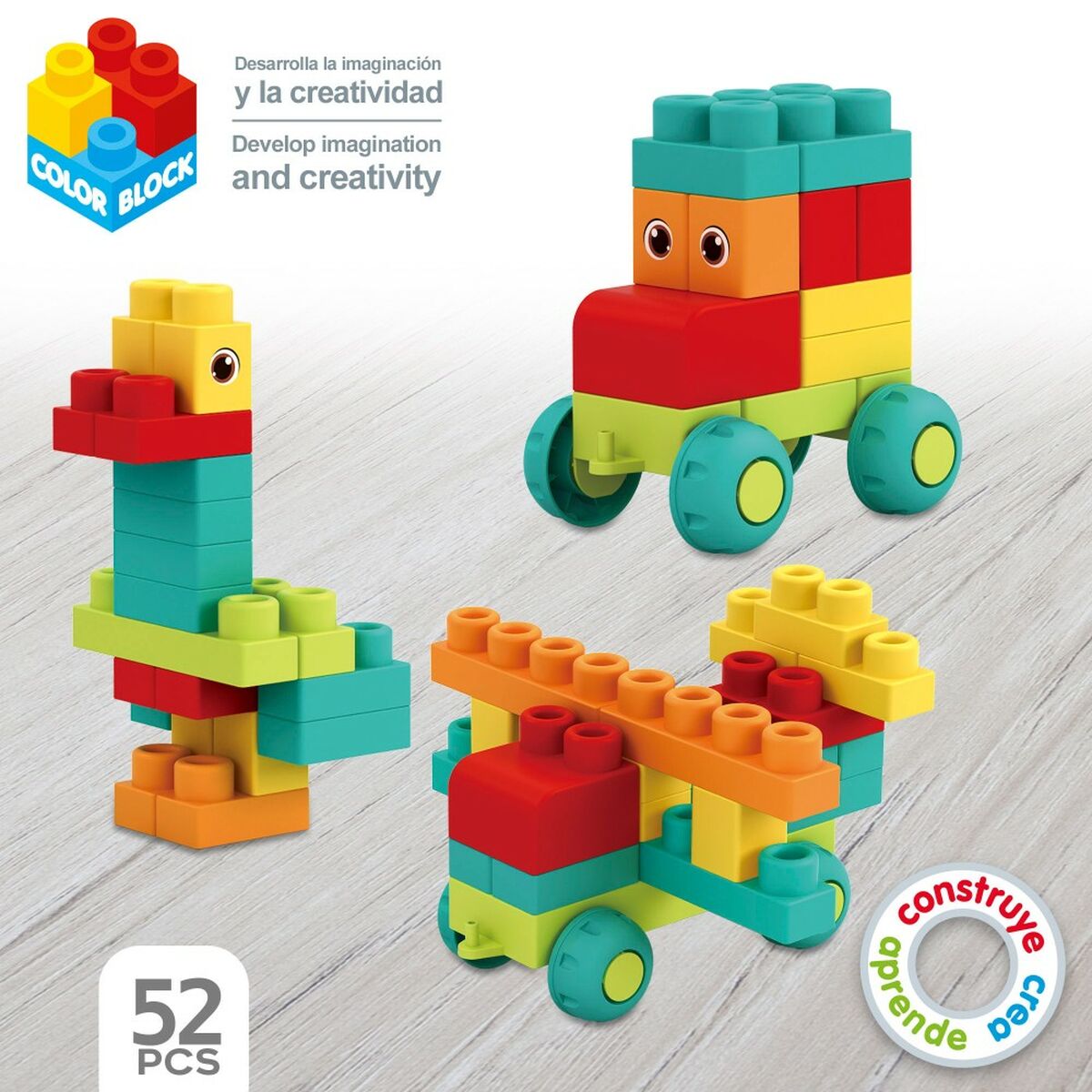 Construction set Color Block 52 Pieces (4 Units) - YOKE FINDS 🇮🇪 IE 